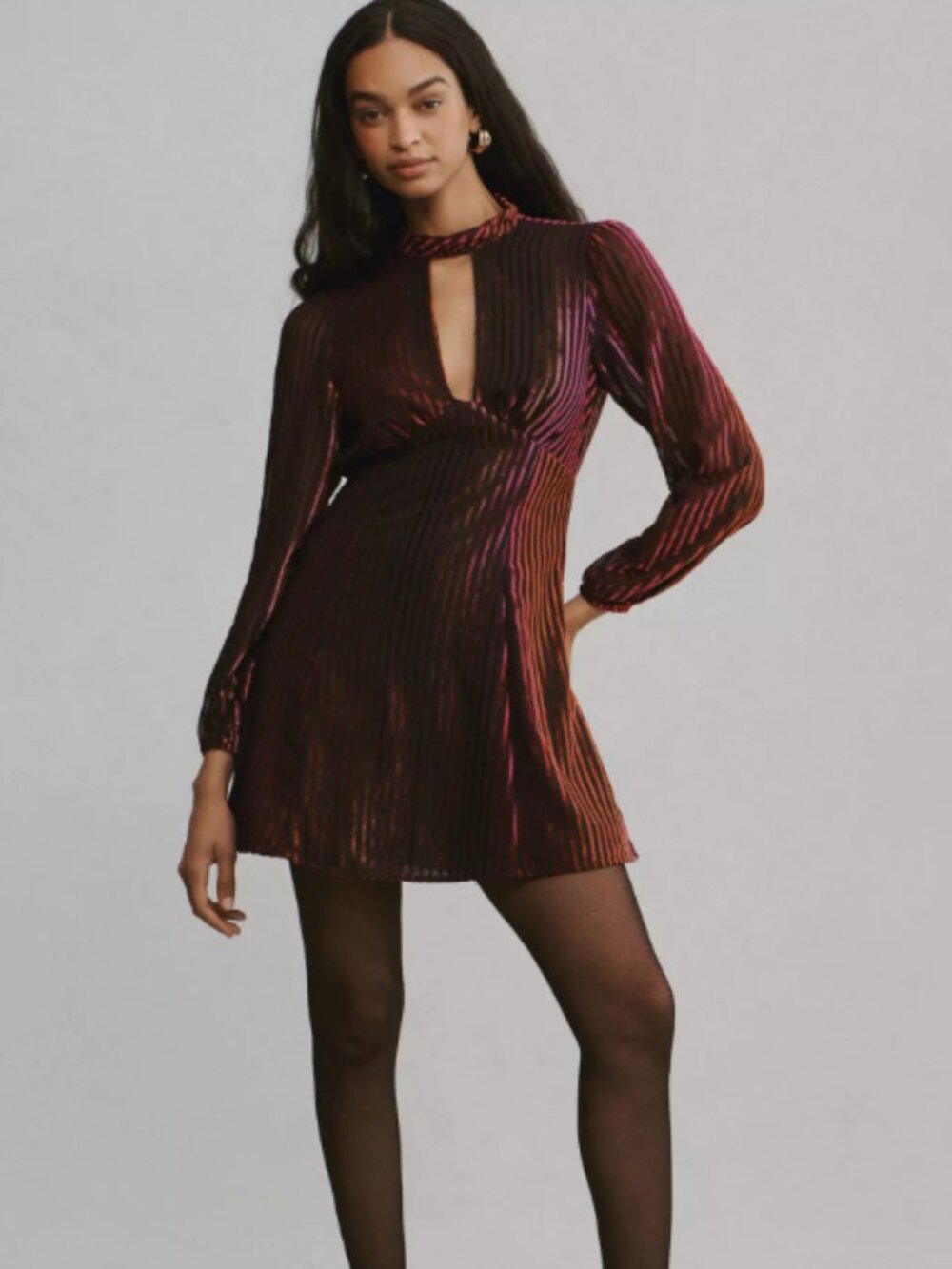 Anthropologie Long-Sleeve Cutout Tunic Mini Dress Size 2
